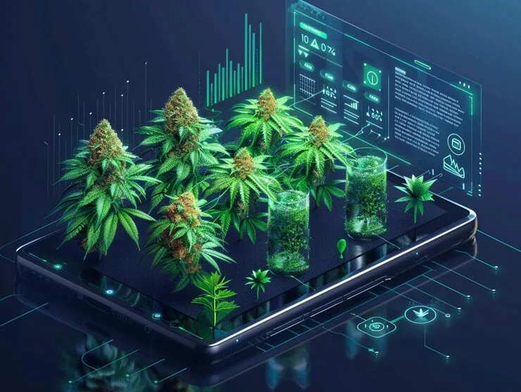A cannabis erp system's digital board with medicinal cannabis in it made by Cannabiz Elite.