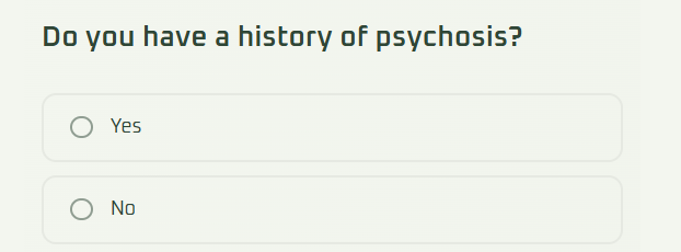 screening questionnaire psychosis check